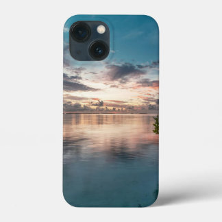 blue sky with red and dark clouds reflected on sea iPhone 13 mini case