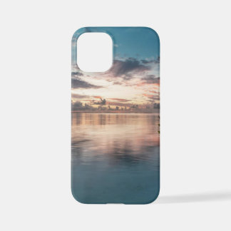 blue sky with red and dark clouds reflected on sea iPhone 12 mini case