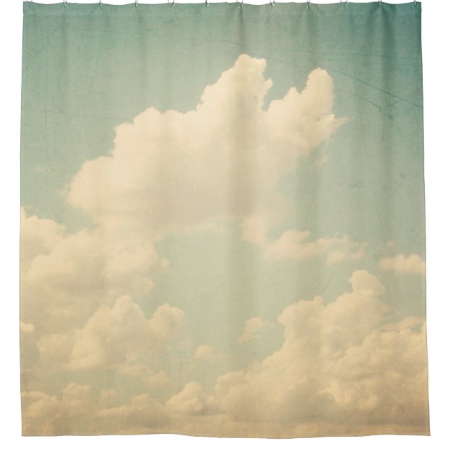Blue sky with some white puffy cloudssky, vintage, (Front)