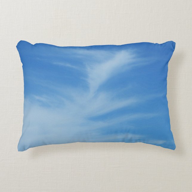 Blue Sky with White Clouds Abstract Nature Photo Accent Pillow (Front)