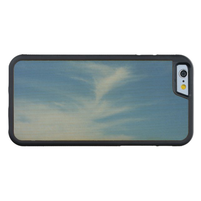 Blue Sky with White Clouds Abstract Nature Photo Carved Wood iPhone Case (Front (horizontal))