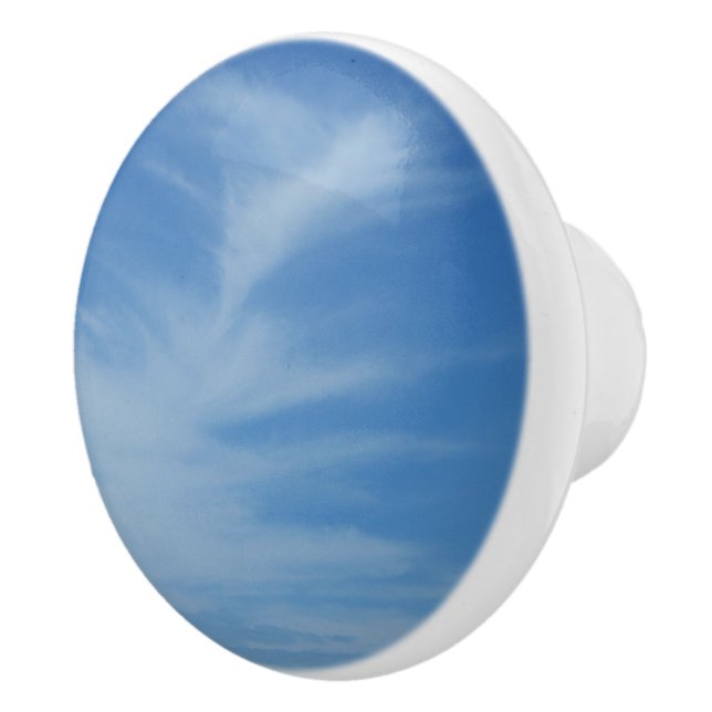 Blue Sky with White Clouds Abstract Nature Photo Ceramic Knob (Right)