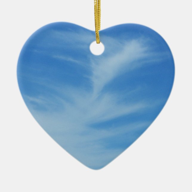 Blue Sky with White Clouds Abstract Nature Photo Ceramic Ornament (Front)