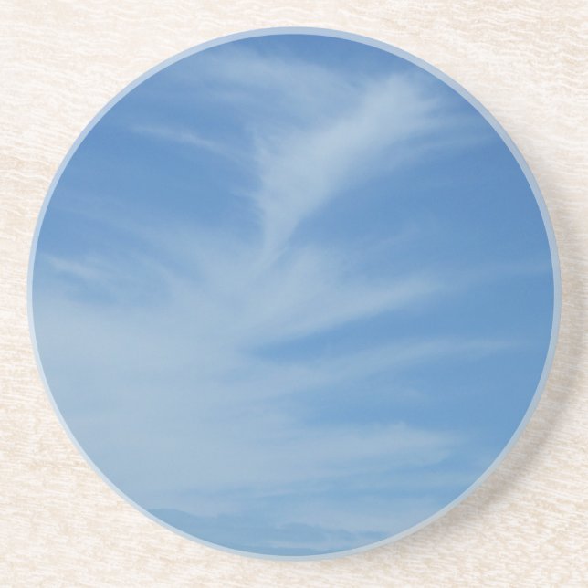 Blue Sky with White Clouds Abstract Nature Photo Coaster (Front)