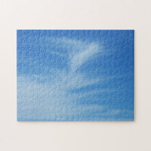 Blue Sky with White Clouds Abstract Nature Photo Jigsaw Puzzle