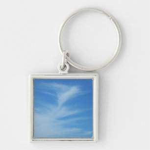 Blue Sky with White Clouds Abstract Nature Photo Keychain