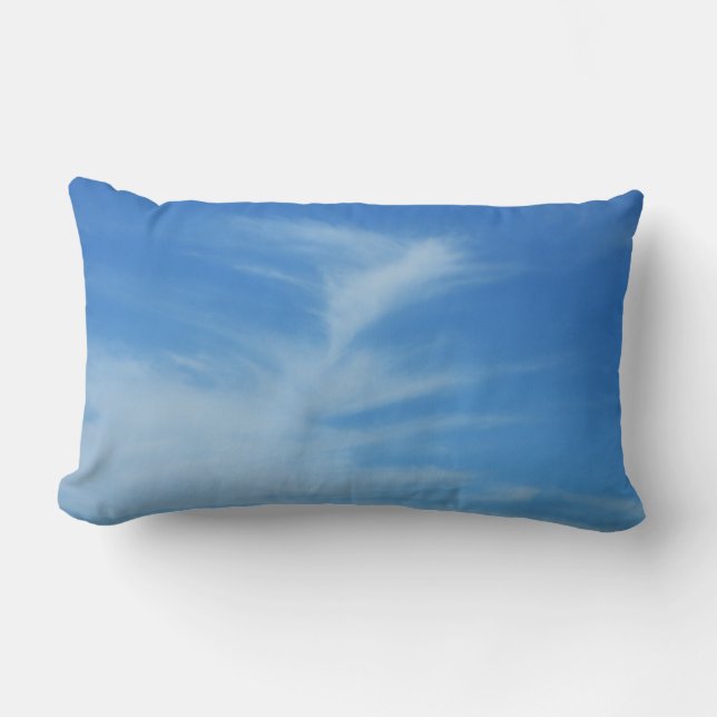 Blue Sky with White Clouds Abstract Nature Photo Lumbar Pillow (Front)