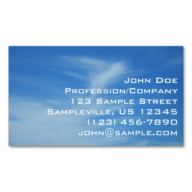 Blue Sky with White Clouds Abstract Nature Photo Magnetic Business Card (Front)