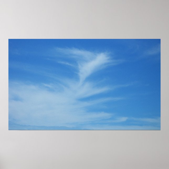 Blue Sky with White Clouds Abstract Nature Photo Poster (Front)
