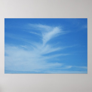 Blue Sky with White Clouds Abstract Nature Photo Poster