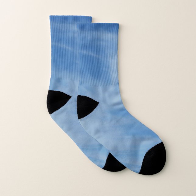 Blue Sky with White Clouds Abstract Nature Photo Socks (Pair)