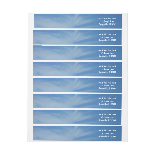 Blue Sky with White Clouds Abstract Nature Photo Wrap Around Label (Sheet)