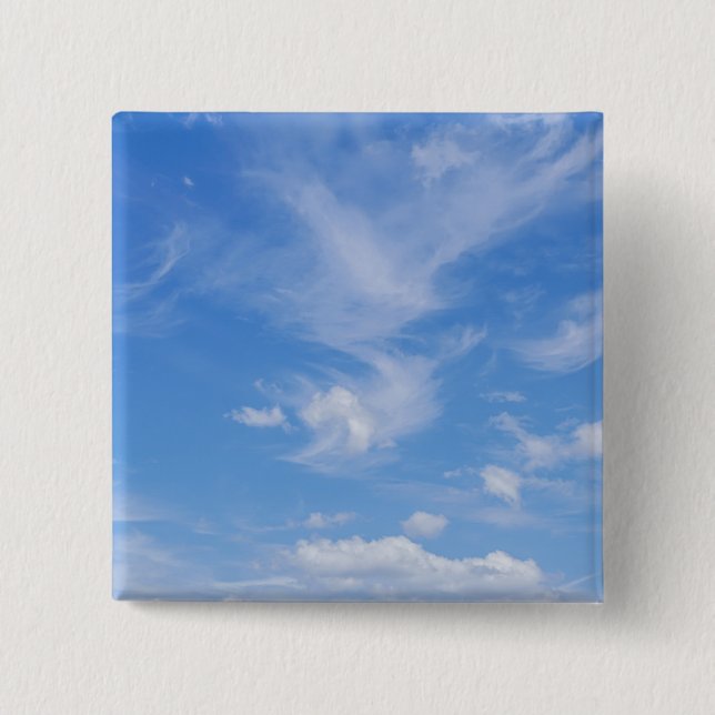 Blue Sky With Wispy Clouds 2 Inch Square Button (Front)