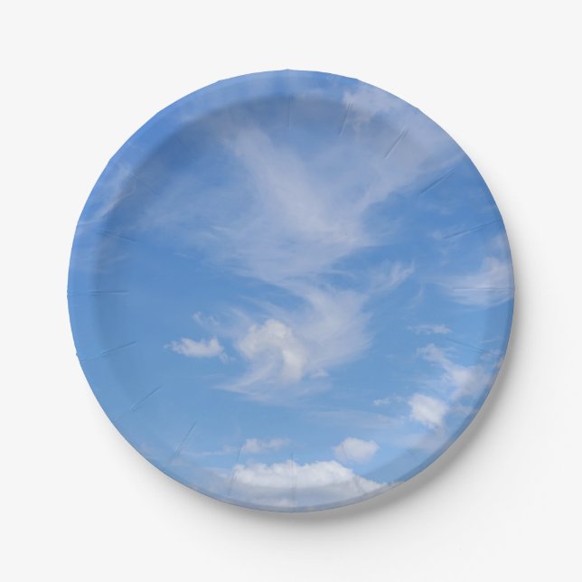 Blue Sky With Wispy Clouds Paper Plate (Front)