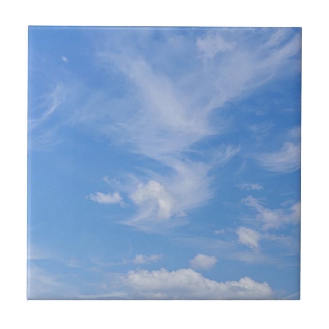 Blue Sky With Wispy Clouds Tile (Front)