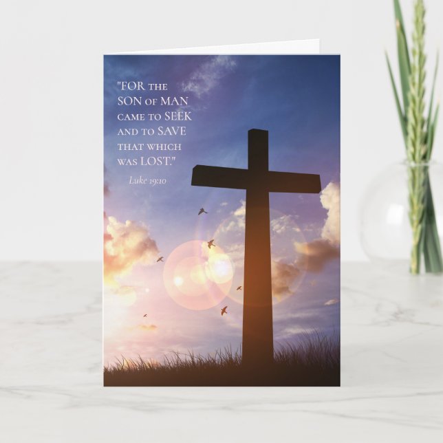 Blue Sky Wooden Cross Easter Card (Front)