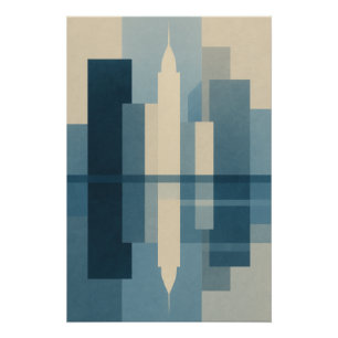 Blue Skyline - Geometric Reflections Poster