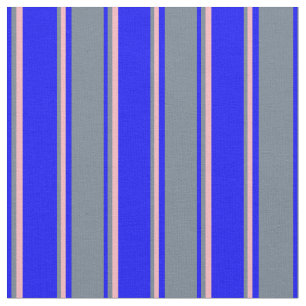 Blue, Slate Grey & Light Pink Stripes Fabric