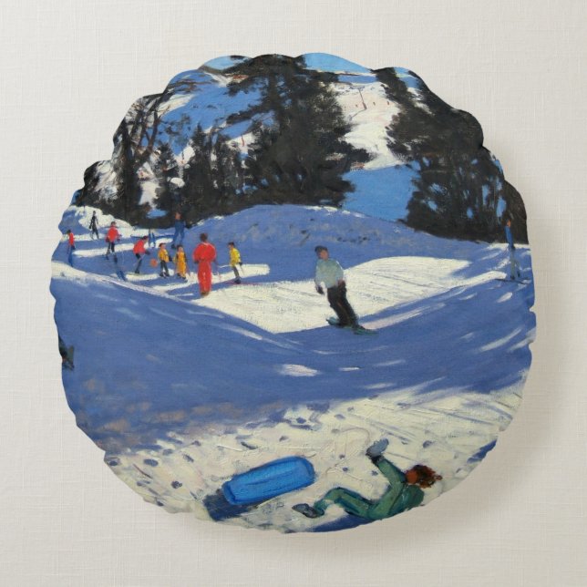Blue Sledge Belle Plagne Round Pillow (Front)
