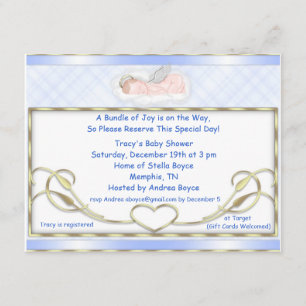 Blue Sleeping Angel Baby Shower Invitations