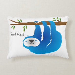 Blue Sloth Good Night Good Morning Pillow