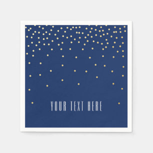 Blue & Small Gold Foil Confetti Wedding Napkins
