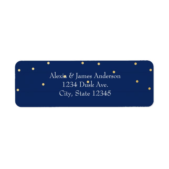 Blue Small Gold Foil Elegant Invitation Labels (Front)