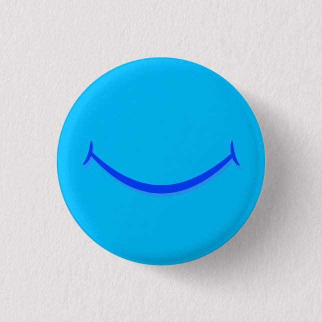 Blue Smile 1 Inch Round Button (Front)