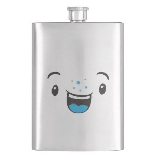 Blue Smiling Kawaii Face Flask
