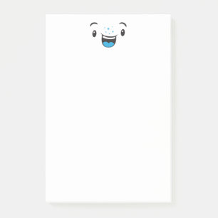 Blue Smiling Kawaii Face Note Cards
