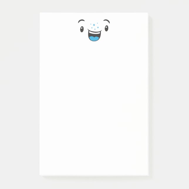 Blue Smiling Kawaii Face Note Cards (Front)
