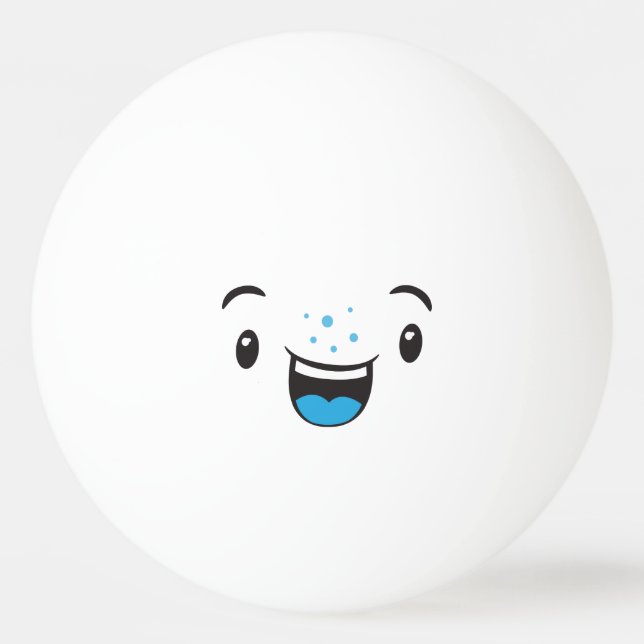 Blue Smiling Kawaii Face Ping Pong Balls (Front)