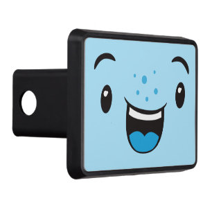 Blue Smiling Kawaii Face Trailer Hitch Cover