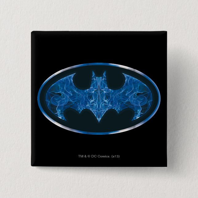 Blue Smoke Bat Symbol 2 Inch Square Button (Front)