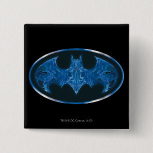 Blue Smoke Bat Symbol 2 Inch Square Button
