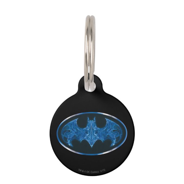 Blue Smoke Bat Symbol Pet Tag (Front)