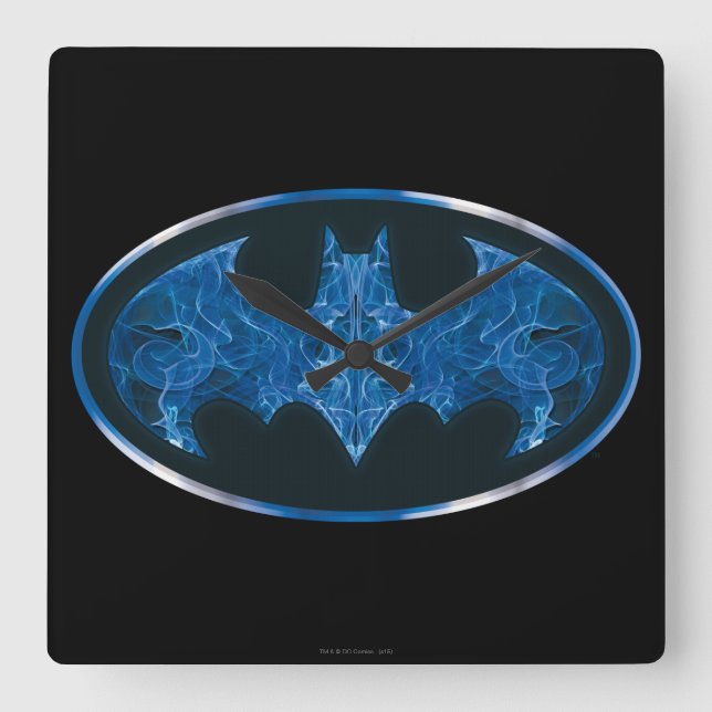 Blue Smoke Bat Symbol Square Wall Clock (Front)
