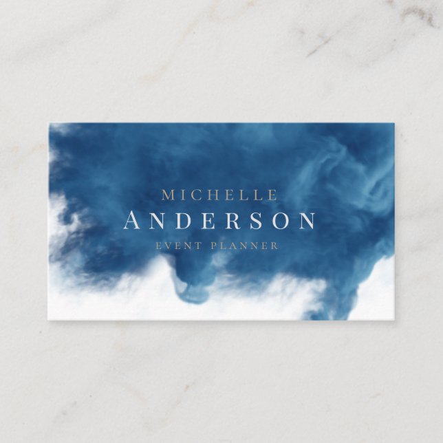 blue smoke effect Double Monogram Business Card (Front)