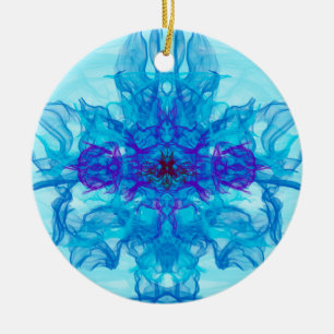 BLUE SMOKE - Fractal Art - Ceramic Ornament