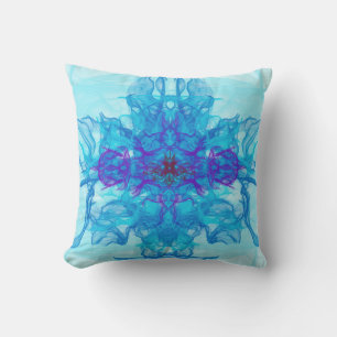 BLUE SMOKE - Fractal Art - Outdoor Pillow