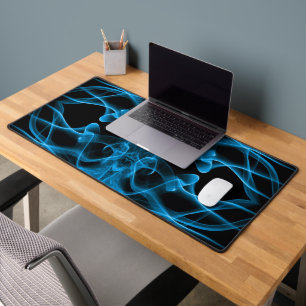 Blue Smoke Symmetrical Minimalist Black Desk Mat
