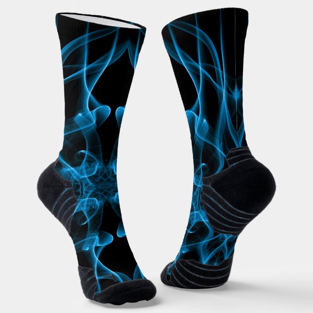 Blue Smoke Symmetrical Minimalist Black Socks (Angled)