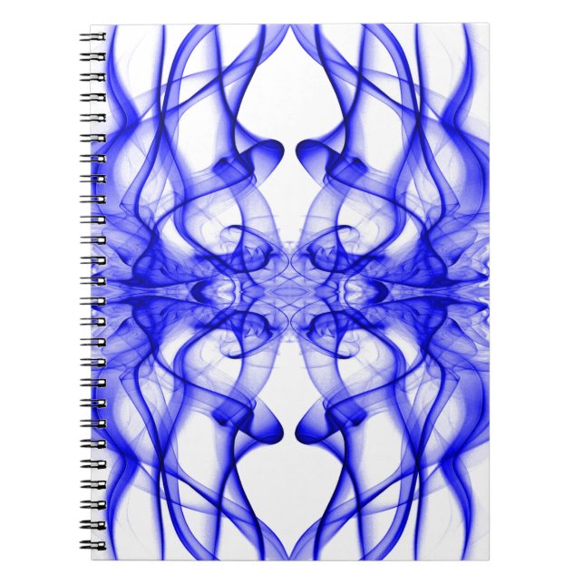 Blue Smoke Symmetrical Minimalist White Notebook (Front)