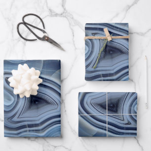 Blue Smoky Agate Geode Wrapping Paper Sheet