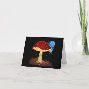 Blue Snail Red Mushroom Illustration Thank You Card