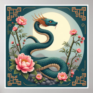 Blue Snake lotus flower Poster