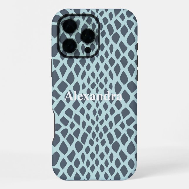 Blue Snake Print iPhone Case (Back)