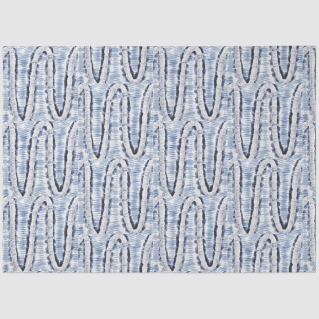 Blue Snake Tie Dye Traditional Pattern Style Tissue Paper (Front)