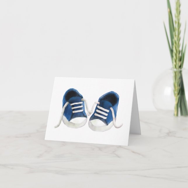 Blue Sneakers Baby Shower Thank You Cards (Front)