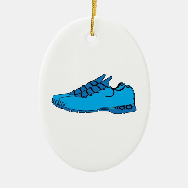 Blue Sneakers Ceramic Ornament (Front)